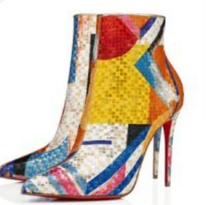 Christian Louboutin So Kate Booty 100 Lurex Modernist Boot size 41.5
